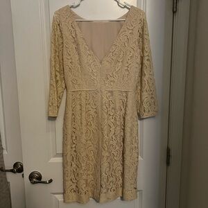 J. Crew Cream Lace Long Sleeve Dress